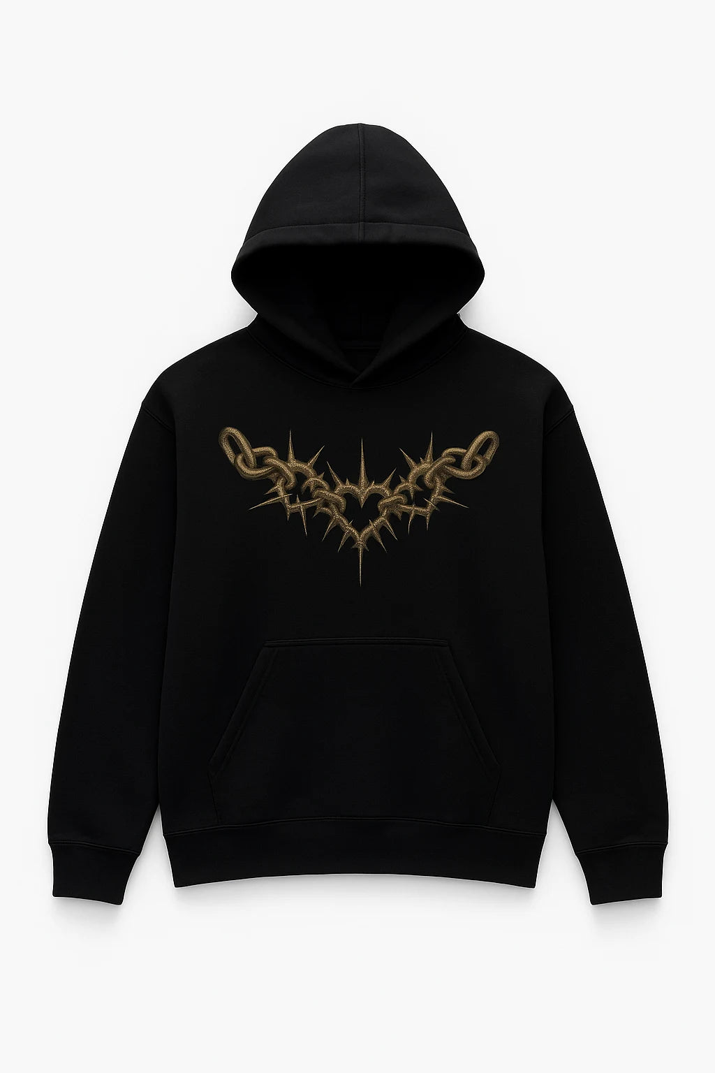 BARBED CHAIN GRAPHIC HOODIE – KANGAROO POCKET