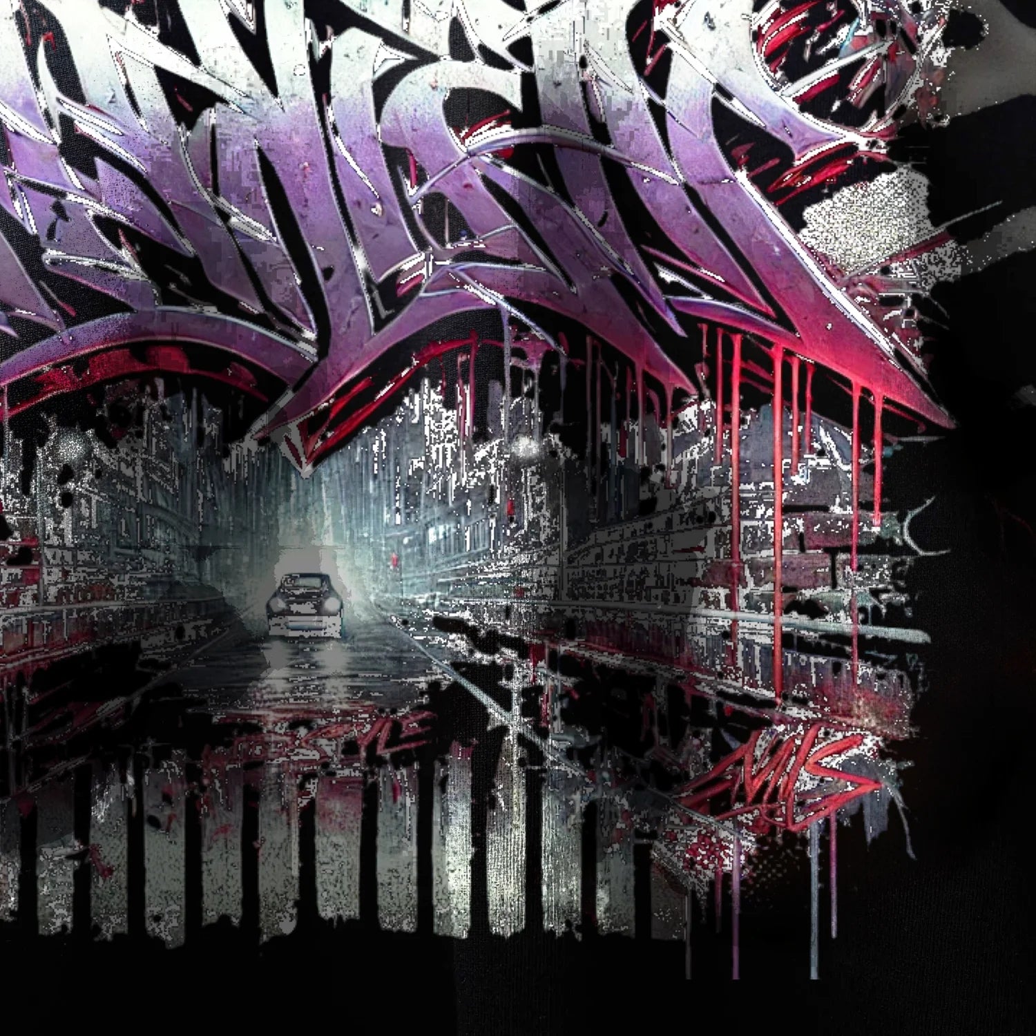 OVERSIZED CITYSCAPE PRINT T-SHIRT – JET BLACK